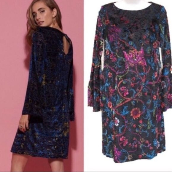 NWT Black Multi Velvet Dress - Picture 1 of 8